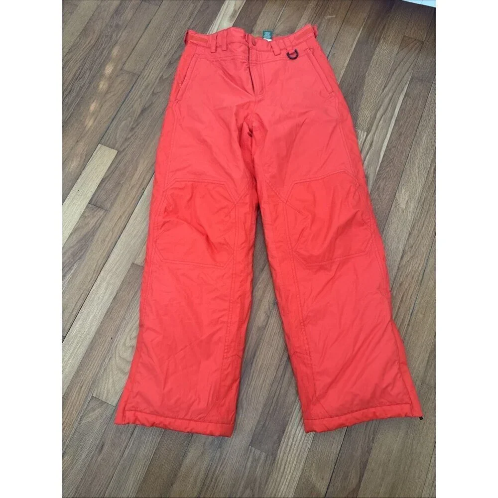 LL Bean Kids Snow Pants Orange Insulated Thinsulate Size 14